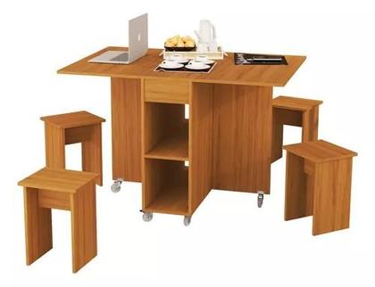 Imagem de Mesa De Jantar Jade Dobravél  Apartamento Lazer 120 Cm -100% MDF -Multifuncional - Nature