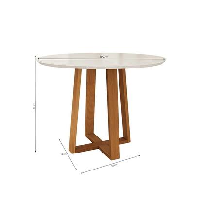 Imagem de Mesa de Jantar Kappesberg em Madeira Maciça com Tampo de Vidro Off White 105cm