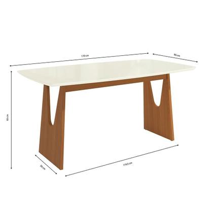 Imagem de Mesa De Jantar Kappesberg Em Madeira Maciça Com Tampo De Vidro Off White 170cm
