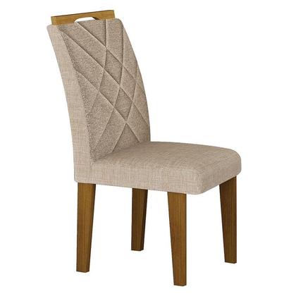 Imagem de Mesa de Jantar Larissa 120x80 Freijó Off White com 4 Cadeiras MDF Freijó Linho Palha - Leifer Móveis