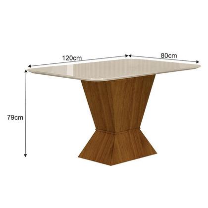 Imagem de Mesa de Jantar Larissa 120x80 Freijó Off White com 4 Cadeiras MDF Freijó Linho Palha - Leifer Móveis