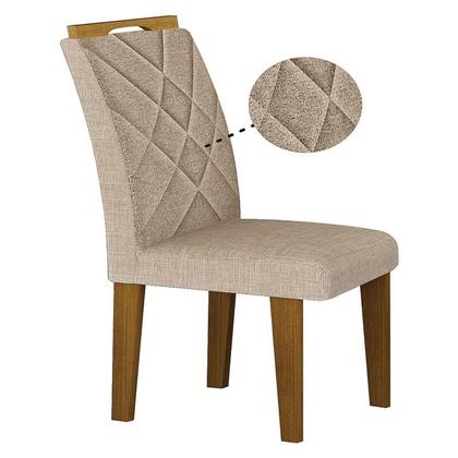 Imagem de Mesa de Jantar Larissa 120x80 Freijó Off White com 4 Cadeiras MDF Freijó Linho Palha - Leifer Móveis