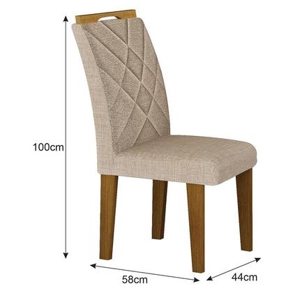 Imagem de Mesa de Jantar Larissa 120x80 Off White Freijó com 4 Cadeiras MDF Freijó Linho Palha - Leifer Móveis