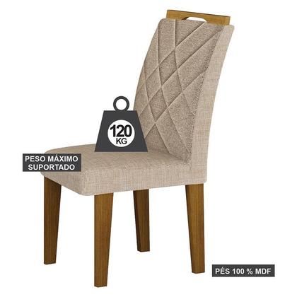 Imagem de Mesa de Jantar Larissa 120x80 Off White Freijó com 4 Cadeiras MDF Freijó Linho Palha - Leifer Móveis