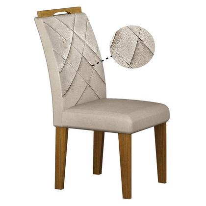 Imagem de Mesa de Jantar Larissa 180x90 Off White Freijó com 6 Cadeiras MDF Freijó Joli Palha - Leifer Móveis