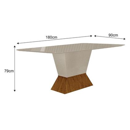 Imagem de Mesa de Jantar Larissa 180x90 Off White Freijó com 6 Cadeiras MDF Freijó Joli Palha - Leifer Móveis