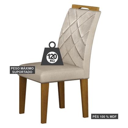 Imagem de Mesa de Jantar Larissa 180x90 Off White Freijó com 6 Cadeiras MDF Freijó Joli Palha - Leifer Móveis