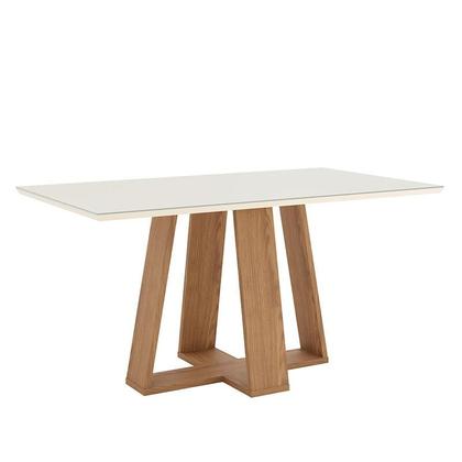 Imagem de Mesa de Jantar Lins 160 cm Ambiente Canto Reto com Vidro Nature Off White  Henn