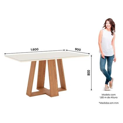 Imagem de Mesa de Jantar Lins 160 cm Ambiente Canto Reto com Vidro Nature Off White  Henn
