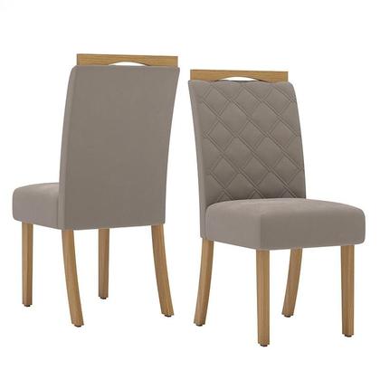 Imagem de Mesa de Jantar Lins 160cm Canto Arredondado com Vidro Ambiente Nature Off White com 6 Cadeiras Bella Amêndoa - Henn