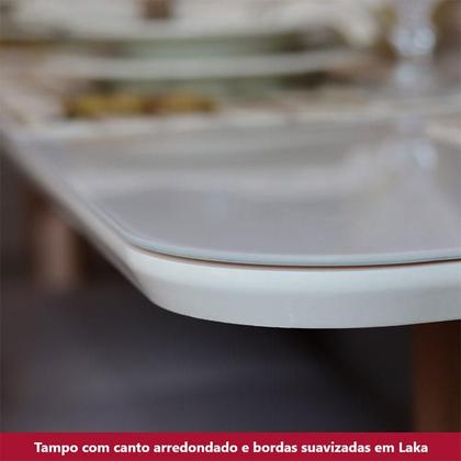 Imagem de Mesa de Jantar Lins 160cm Canto Arredondado com Vidro Ambiente Nature Off White com 6 Cadeiras Bella Linho - Henn