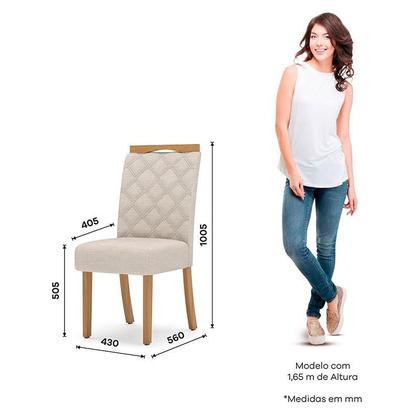 Imagem de Mesa de Jantar Lins 160cm Canto Arredondado com Vidro Ambiente Nature Off White com 6 Cadeiras Bella Linho - Henn