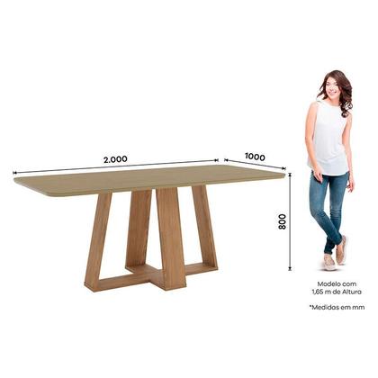 Imagem de Mesa de Jantar Lins 200 cm Ambiente Canto Arredondado com Vidro Nature Henn