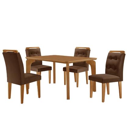 Imagem de Mesa de Jantar Liz 120cm MDF Canto copo e com 4 Cadeiras Carol