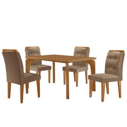 Imagem de Mesa de Jantar Liz 120cm MDF Canto copo e com 4 Cadeiras Carol