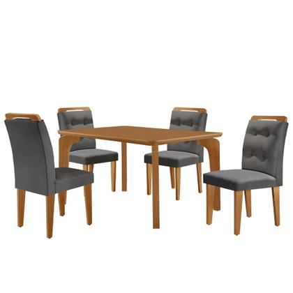 Imagem de Mesa de Jantar Liz 120cm MDF Canto copo e com 4 Cadeiras Carol