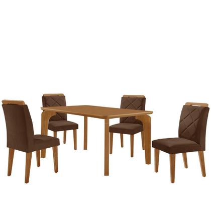 Imagem de Mesa de Jantar Liz 120cm MDF Canto copo e com 4 Cadeiras Melissa