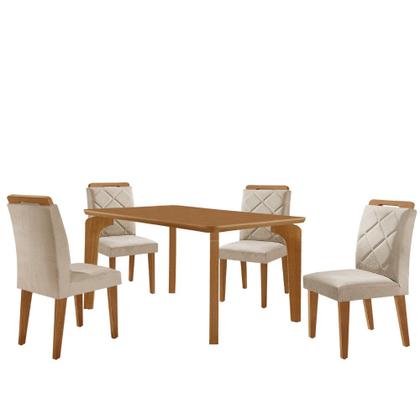 Imagem de Mesa de Jantar Liz 120cm MDF Canto copo e com 4 Cadeiras Melissa