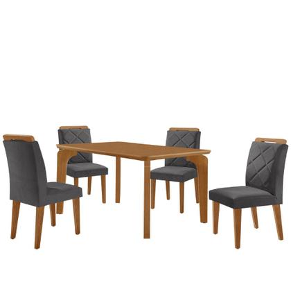 Imagem de Mesa de Jantar Liz 120cm MDF Canto copo e com 4 Cadeiras Melissa