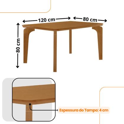 Imagem de Mesa de Jantar Liz 120cm MDF Canto copo e com 4 Cadeiras Safira