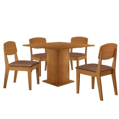 Imagem de Mesa De Jantar Loren 90cm Mdf 4 Cad Copper Moderna Mobilia Tork/naturale Laminado