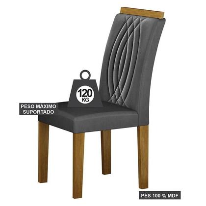 Imagem de Mesa de Jantar Lorena Plus 120x80 Freijó Chumbo com 4 Cadeiras Doha Joli Chumbo  Leifer Móveis