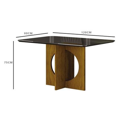 Imagem de Mesa de Jantar Lorena Plus 120x80 Freijó Chumbo com 4 Cadeiras Doha Joli Chumbo  Leifer Móveis