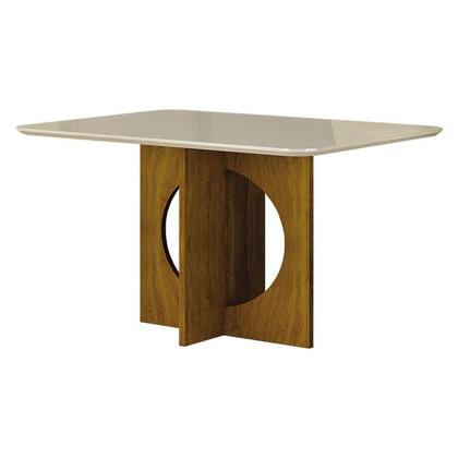 Imagem de Mesa de Jantar Lorena Plus 120x80 Freijó Off White com 4 Cadeiras Lorena Joli Palha  Leifer Móveis
