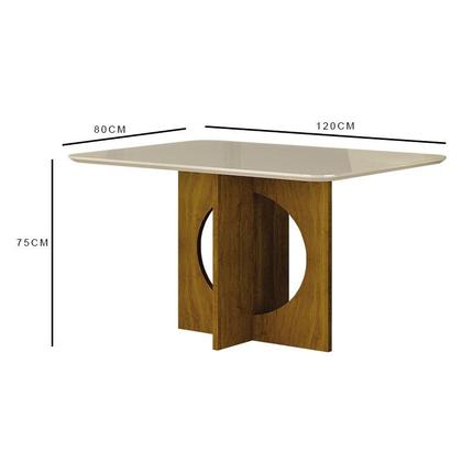 Imagem de Mesa de Jantar Lorena Plus 120x80 Freijó Off White com 4 Cadeiras Lorena Joli Palha  Leifer Móveis