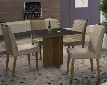 Imagem de Mesa de Jantar Los Angeles 90x90cm com 4 Cadeiras Minas Plac