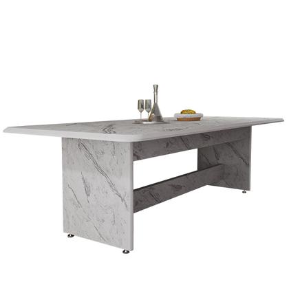 Imagem de Mesa De Jantar MDF 220x90 Grande Com Tampo Marmorizado