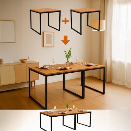 Imagem de Mesa de Jantar Multiuso 160x80  Conjunto 2 Mesas 80x80  Ideal para Apartamentos e Kitnets