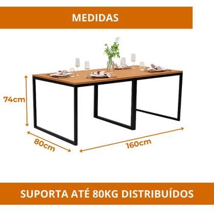 Imagem de Mesa de Jantar Multiuso 160x80  Conjunto 2 Mesas 80x80  Ideal para Apartamentos e Kitnets