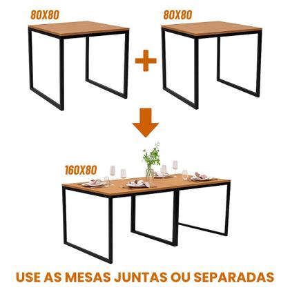 Imagem de Mesa de Jantar Multiuso 160x80 Conjunto 2 Mesas  Ideal para Apartamentos e Kitnets