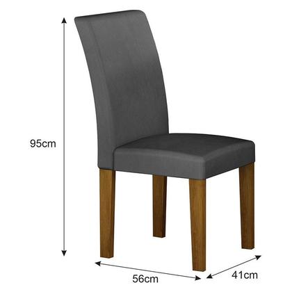 Imagem de Mesa de Jantar Napoli 90x90 Freijó Decor Chumbo com 4 Cadeiras MDF Freijó Joli Chumbo  Leifer Móveis