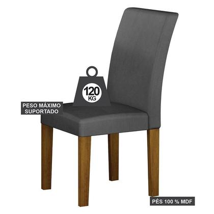 Imagem de Mesa de Jantar Napoli 90x90 Freijó Decor Chumbo com 4 Cadeiras MDF Freijó Joli Chumbo  Leifer Móveis