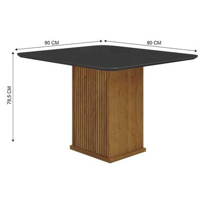 Imagem de Mesa de Jantar Napoli 90x90 Freijó Decor Chumbo com 4 Cadeiras MDF Freijó Joli Chumbo  Leifer Móveis