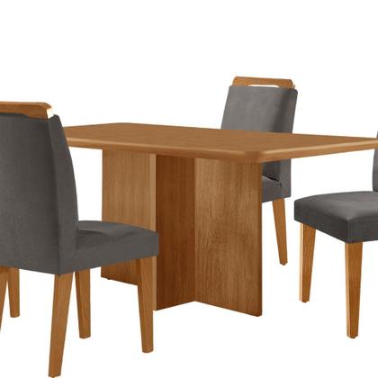 Imagem de Mesa de Jantar Olímpia 120cm MDF Canto copo e com 4 Cadeiras Athenas