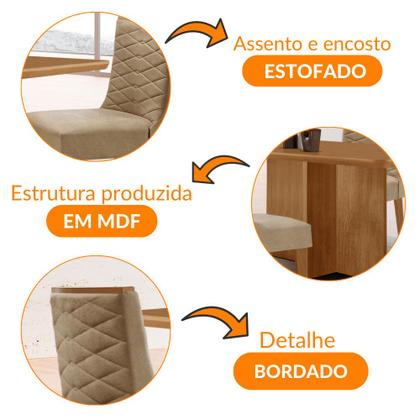 Imagem de Mesa de Jantar Olímpia 120cm MDF Canto copo e com 4 Cadeiras Safira