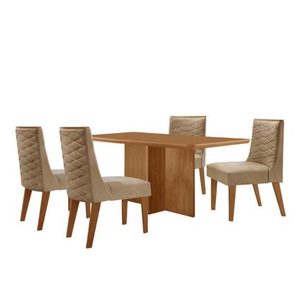 Imagem de Mesa de Jantar Olímpia 120cm MDF Canto copo e com 4 Cadeiras Safira