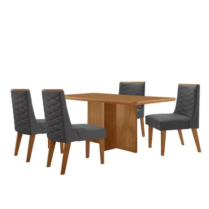 Imagem de Mesa de Jantar Olímpia 120cm MDF Canto copo e com 4 Cadeiras Safira