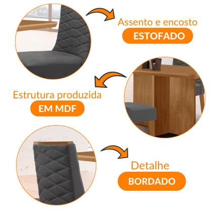 Imagem de Mesa de Jantar Olímpia 120cm MDF Canto copo e com 4 Cadeiras Safira