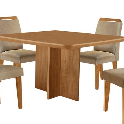 Imagem de Mesa de Jantar Olímpia 90cm MDF Canto copo e com 4 Cadeiras Athenas