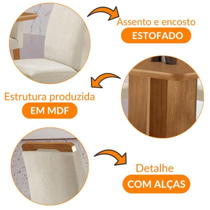 Imagem de Mesa de Jantar Olímpia 90cm MDF Canto copo e com 4 Cadeiras Athenas