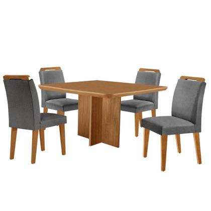 Imagem de Mesa de Jantar Olímpia 90cm MDF Canto copo e com 4 Cadeiras Athenas