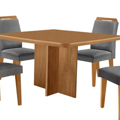 Imagem de Mesa de Jantar Olímpia 90cm MDF Canto copo e com 4 Cadeiras Athenas