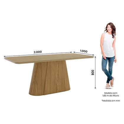 Imagem de Mesa de Jantar Olivia Ambiente 200 cm Canto Arredondado com Vidro Nature  Henn