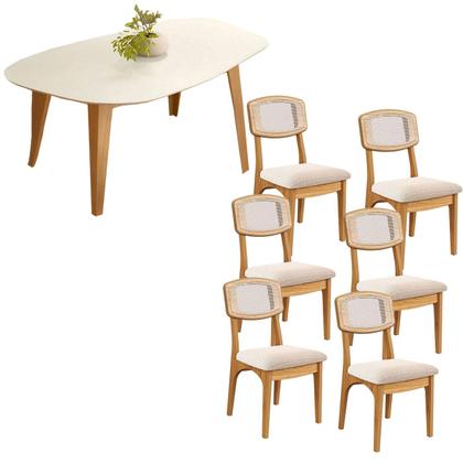 Imagem de Mesa de Jantar Orgânica 180cm com 6 Cadeiras Dalla Costa MDF