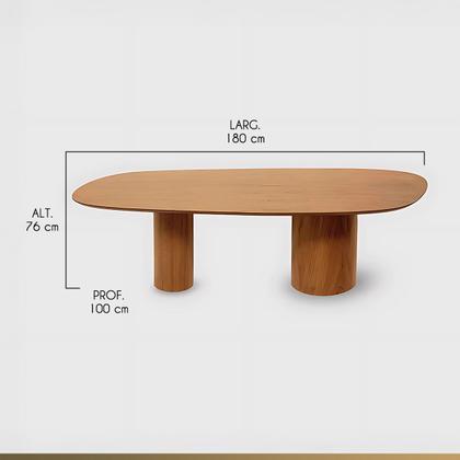 Imagem de Mesa de Jantar Orgânica em Madeira Maciça para 6 Lugares 180x100cm Dakota  CCS