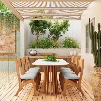 Imagem de Mesa de Jantar Oval 6 Lugares Ripada 100% MDF